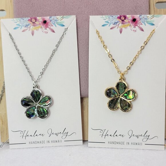 Plumeria Abalone Shell Necklace Paua Shell - Picture 5 of 5